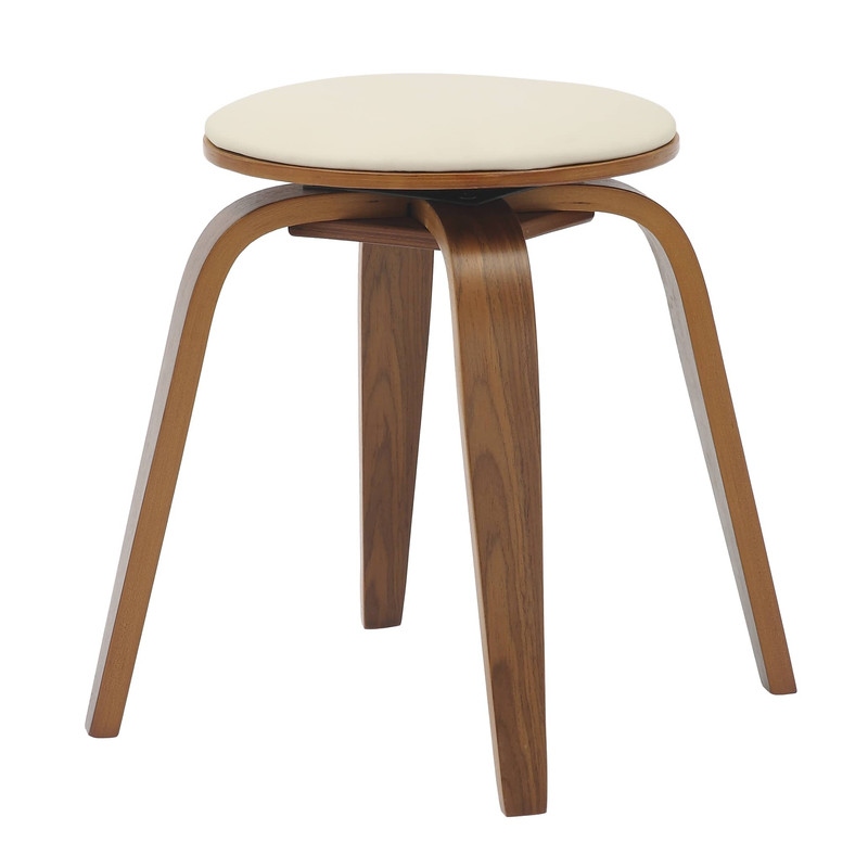 Pelya Minimalist Modern Round Counter Stool with Leather Seat & Poplar Wood Frame 360° Swivel Kitchen Bar Stool