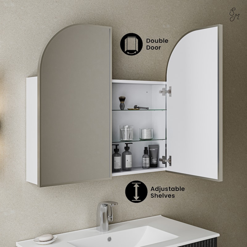 Porte 32 X 31 Arched Recessed/Wall Mount Medicine Cabinet With Mirror In Chrome - 32 x 31