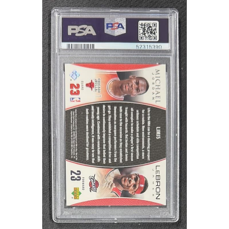 Michael Jordan LeBron 2005 Upper Deck Bonus Pack Basketball Card #LJMJ5 Graded PSA 7 - 8' x 11'