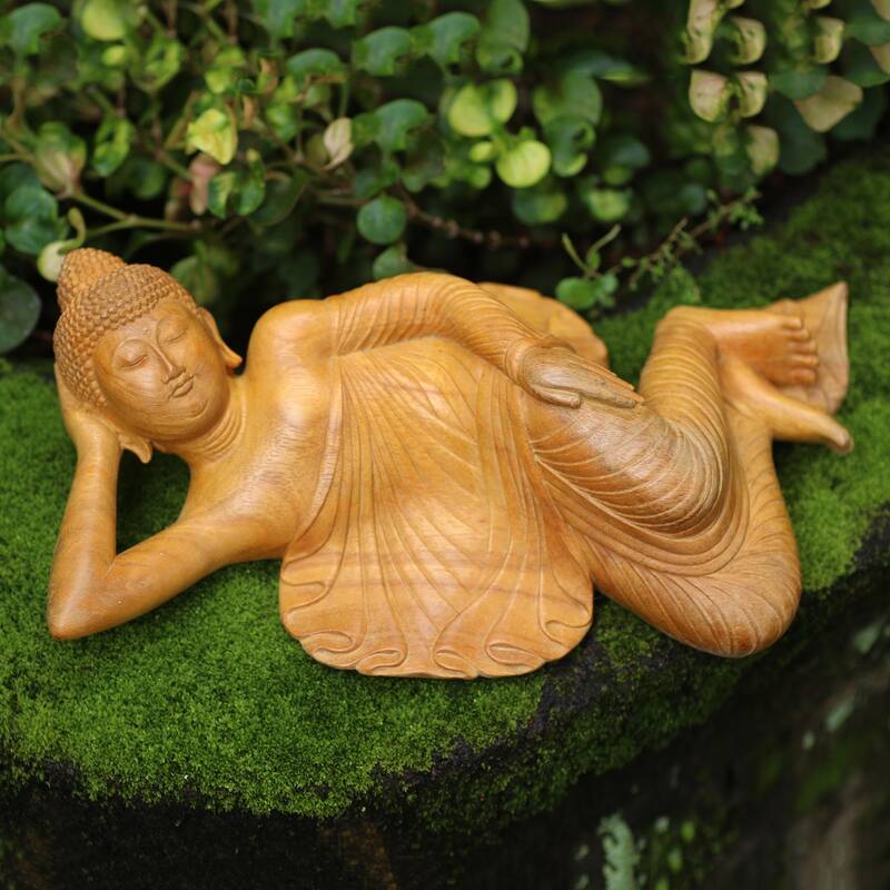 Novica Handmade Buddha At Peace Wood Sculpture