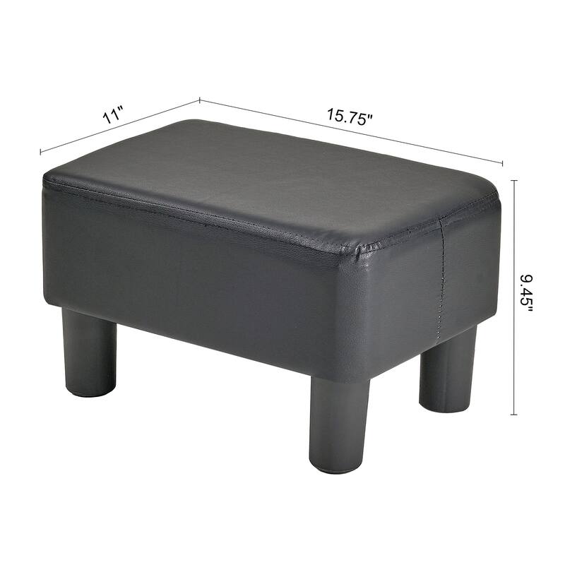 Javlergo Small Footstool Ottoman, PU Leather Footrest with Legs, Rectangle Padded Seat