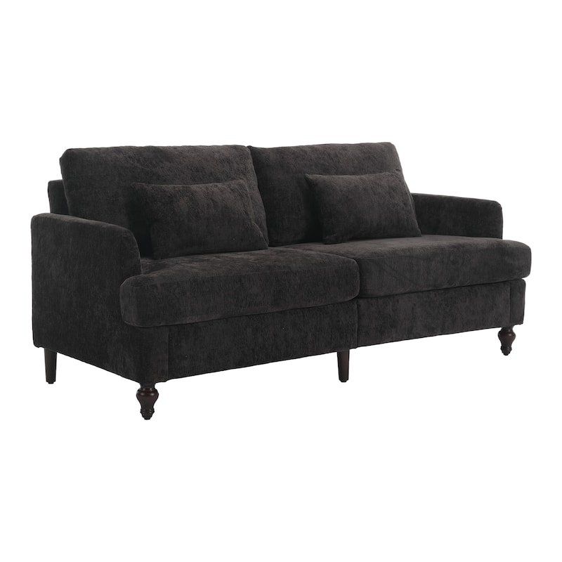 Chenille Fabric Loveseat Sofa, 2-Seater Sofa Couch with Extra Deep Seats, Upholstered Lounge Sofa with Wood Legs