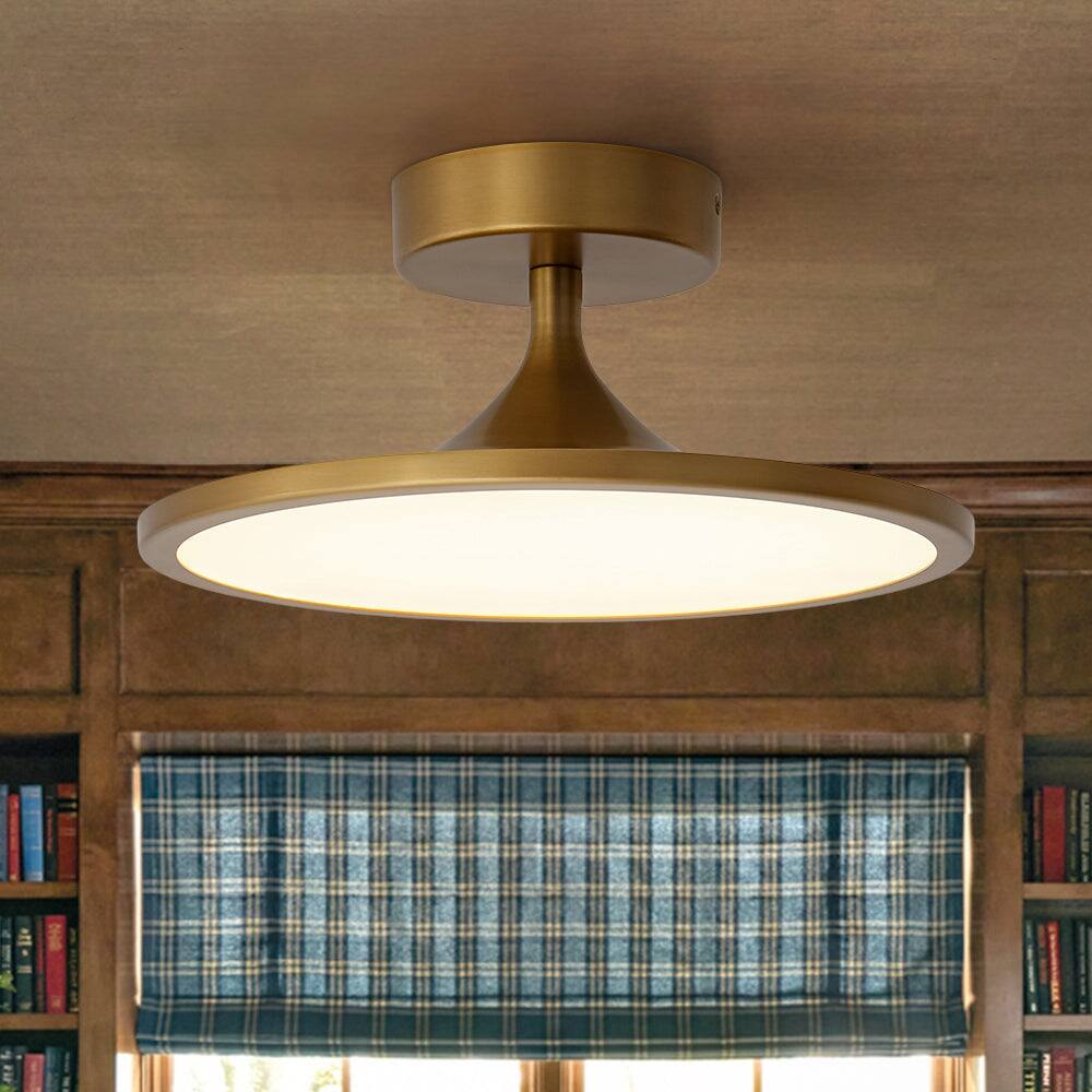 Contemporary Minimalism Dimmable LED Metal Round Semi Flush Light