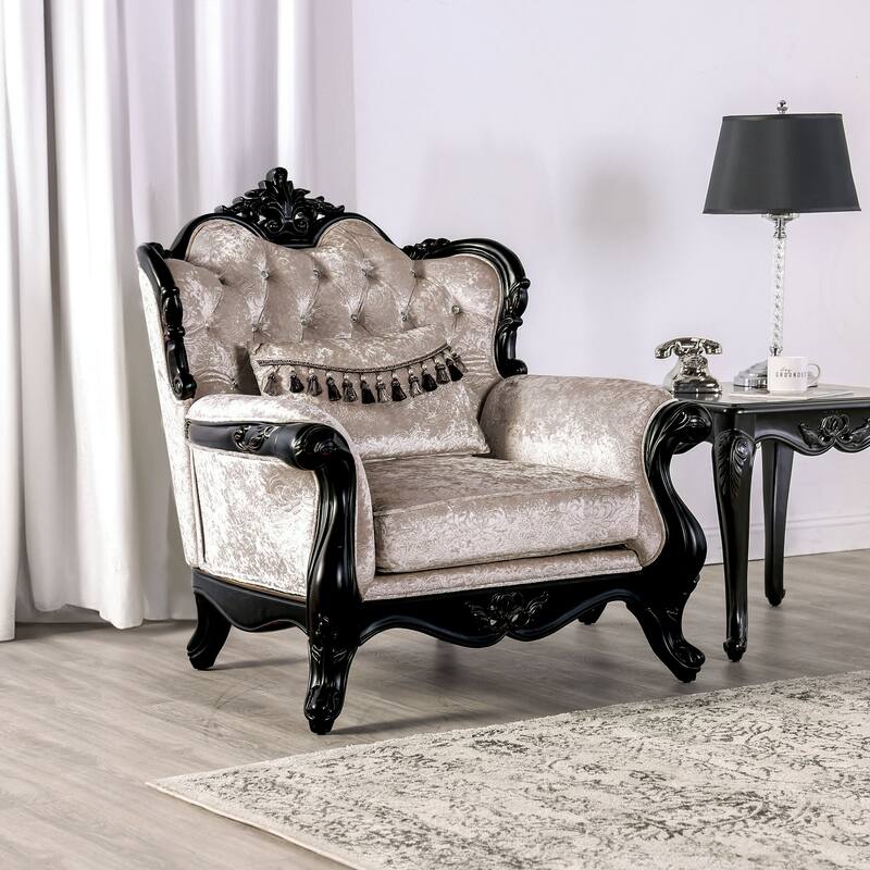 Furniture of America Clarissa Traditional Sofa Set with Button Tufted Back and Accent Pillow