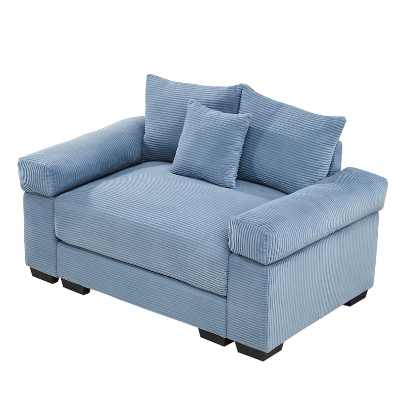 Oversized Chaise Lounge Corduroy Chair Indoor Single Sofa with Ottoman for Living Room Bedroom