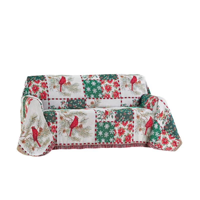 Holly Jolly Cardinal Patchwork Tapestry Furniture Cover