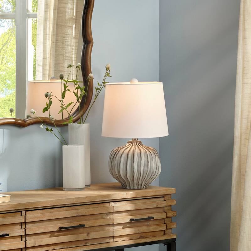Alden Décor Harbor Ceramic Table Lamp with Linen Shade