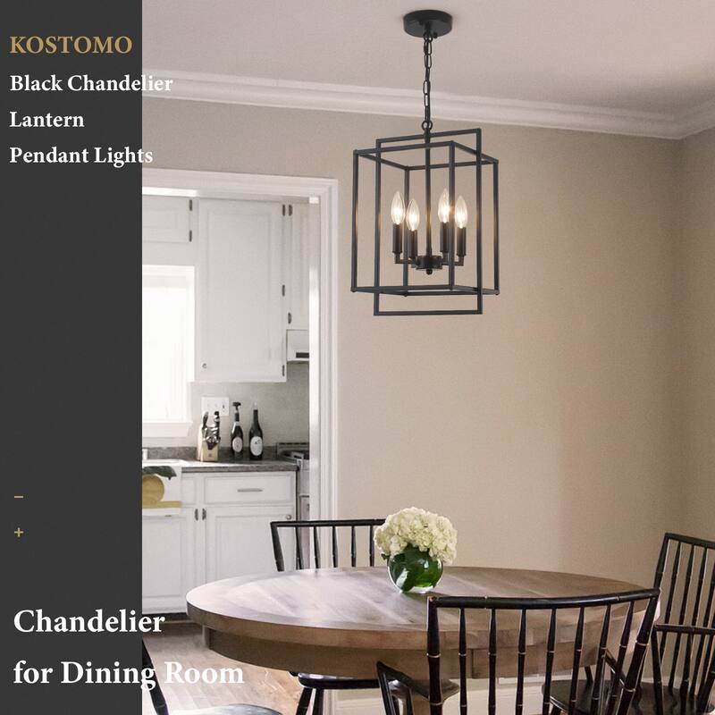 10.82inch Modern Cage 4-light Height Adjustable Metal frame chandelier for multiple spaces