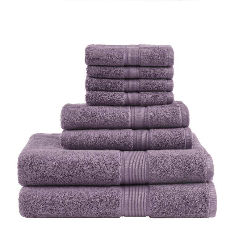 Madison Park Signature Cotton 8-piece Antimicrobial Towel Set - Light Purple