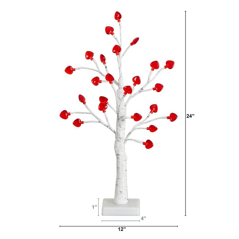 2-ft Pre-Lit Valentine's Day Twig Tree with 24 Heart Shaped LED Lights