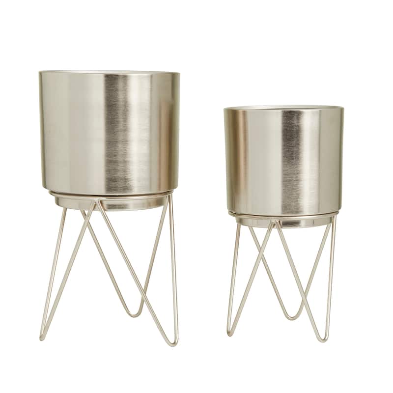 CosmoLiving by Cosmopolitan Metal Modern Planter (Set of 2) - S/2 12", 10"H
