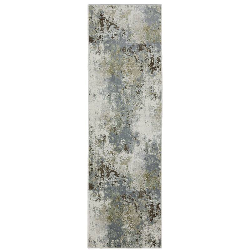 Style Haven Caldon Contemporary Abstract Blue Area Rug - 2'3" X 7'6" - Runner/Rectangle