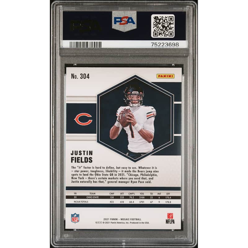 Justin Fields 2021 Panini Mosaic Football Rookie Card #304 Graded PSA 10 - 8'6" x 11'6"