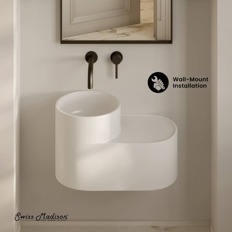 Monaco 20" Solid Surface Oval Wall-Mounted Sink In Matte White - 20