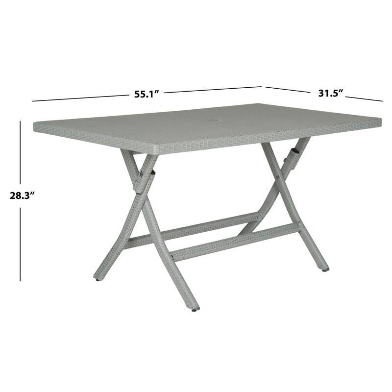 SAFAVIEH Outdoor Klervi Wicker Rectangle Folding Table. - 55Wx32Dx28H