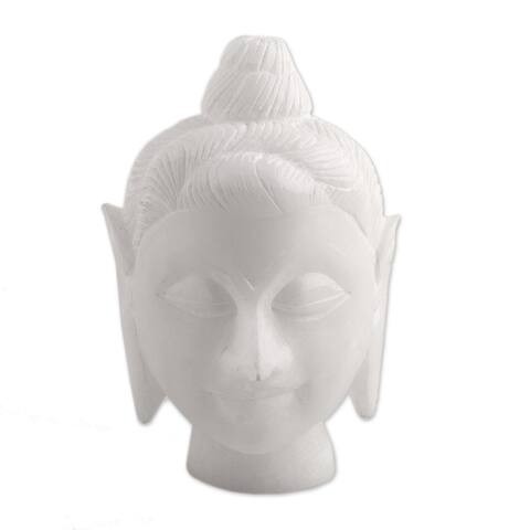 Novica Handmade Calming Buddha Alabaster Sculpture