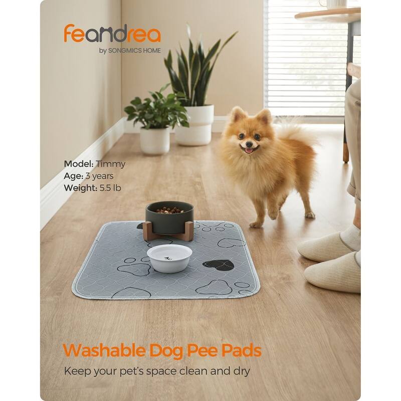 Gray Polyester Washable 2-Pack Dog Pee Pads with Waterproof Backing