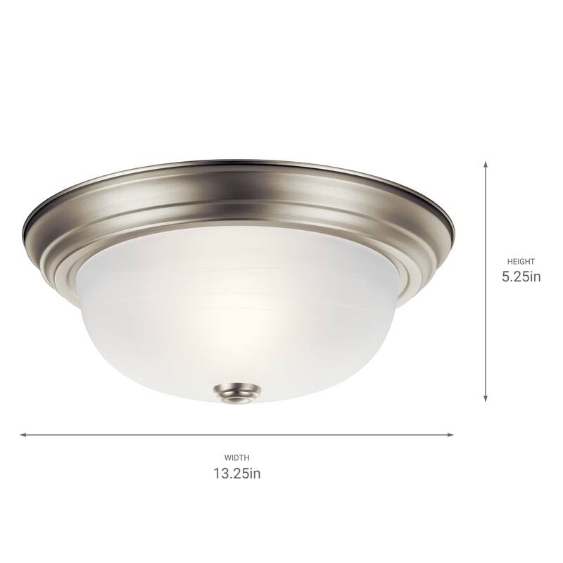 Kichler Lighting Transitional 2-light Brushed Nickel Flush Mount