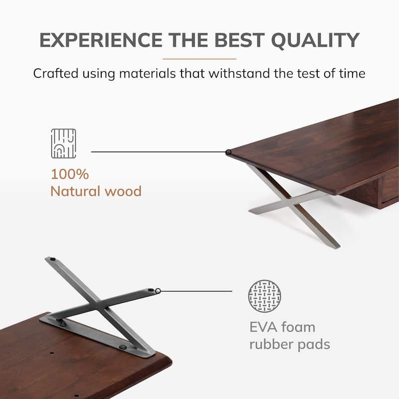 Jani Wood Monitor Stand Riser Desk - Ergonomic Design Stand, Desktop Organizer Table for Home, Office Workspace, Gaming Desk