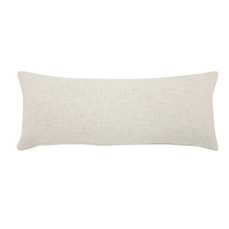 HomeRoots 14" X 36" Cream 100% Cotton Zippered Pillow