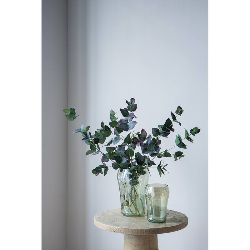 Decorative Glass Vases Set of 2 with Face Motifs Green Artisan Crafted