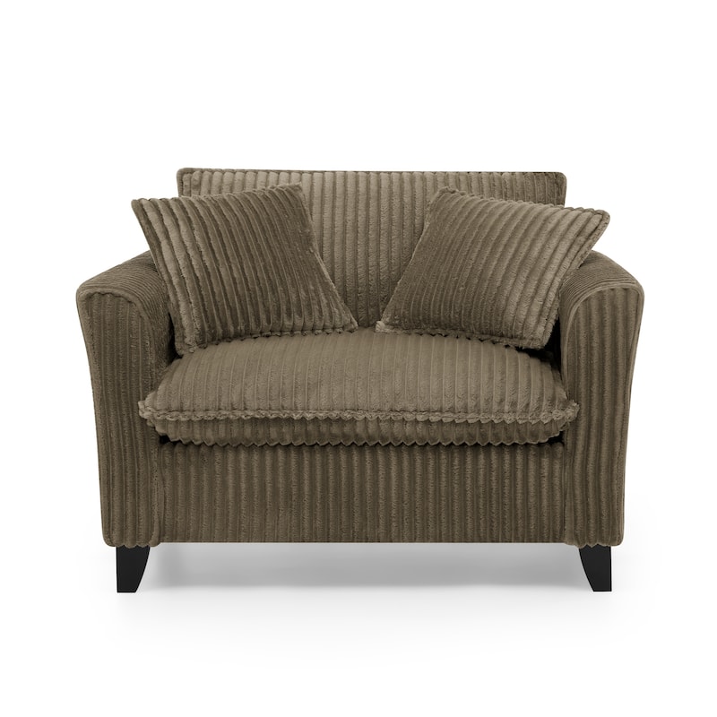 Roomfitters Corduroy Accent Chair with Pillow, Oversized Single Sofa Chair with Armrests and Soft Cushion, Modern Lounge Chair