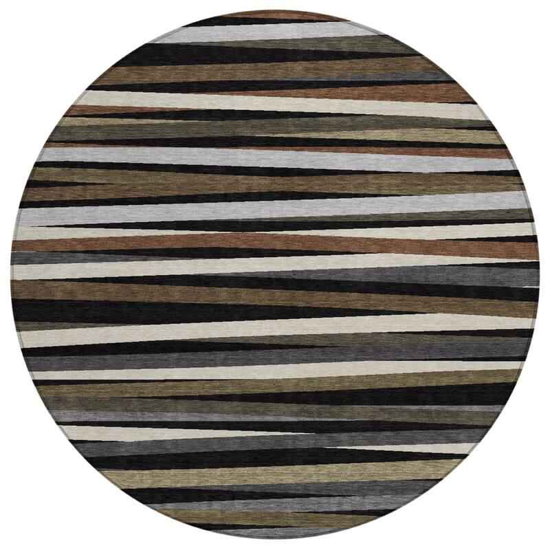 HomeRoots Striped Transitional Rectangle Outdoor Rug