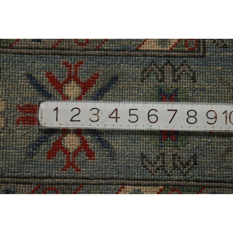 Hand Knotted Oriental 100% Wool Carpet Traditional Geometric Beige & Ivories Kazak Area Rug - 11' 11'' X 8' 10''
