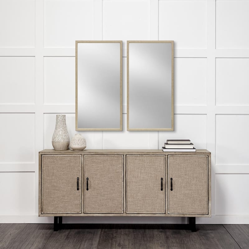 Bristol Tan 20x40 Faux Wood Frame Bathroom Vanity Mirror - 21.5L x 1.8W x 41.5H
