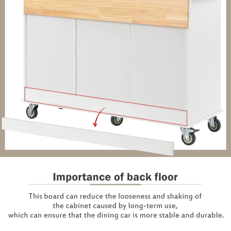 Multi-Functional Kitchen Island on Wheels with Expandable Drop Leaf, Large Storage & Sturdy Wood Surface