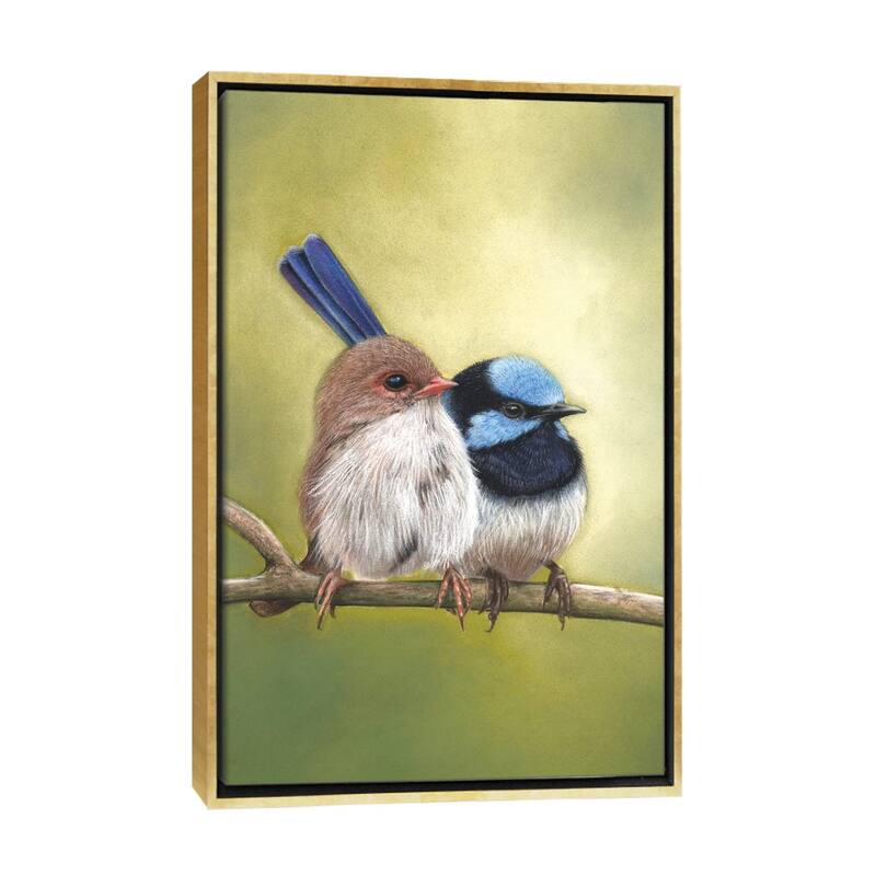iCanvas "Superb Fairy Wren Couple" by Ann Hutchinson Framed - Gold - 26x18