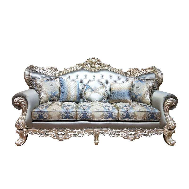 Ariel Champagne and Blue Living Room Set