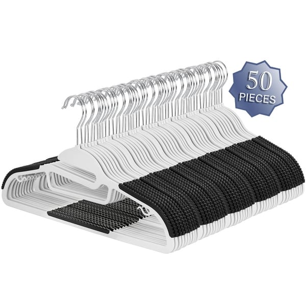 slide 2 of 3, Elama Home 50 Piece Non Slip Hanger with U-slide in White and Black