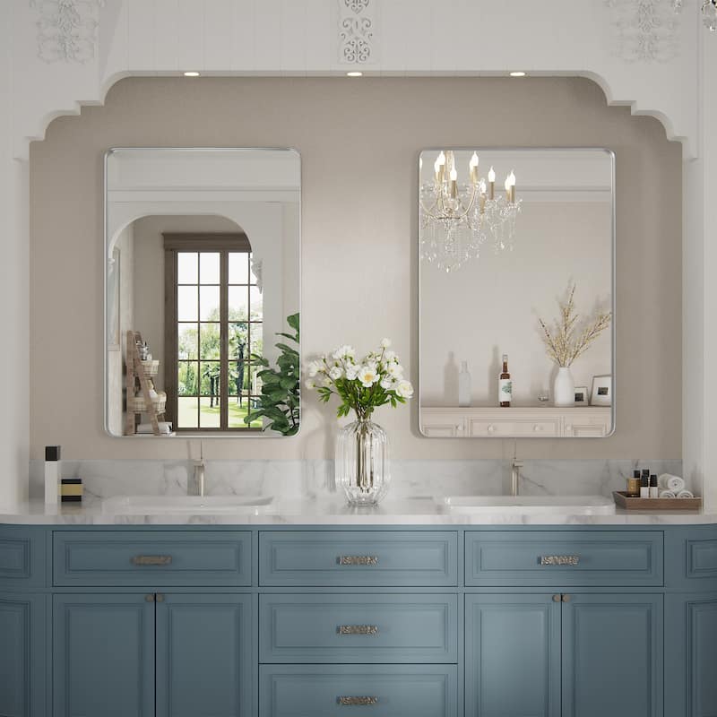 Wall Mirror Vanity Mirror Bathroom Mirror with Round Corner (1 Piece)