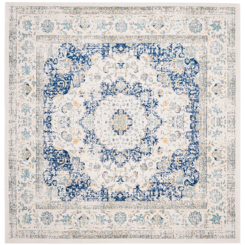 SAFAVIEH Evoke Annabel Vintage Shabby Chic Oriental Rug - 6'7" Square - Ivory/Blue - Square