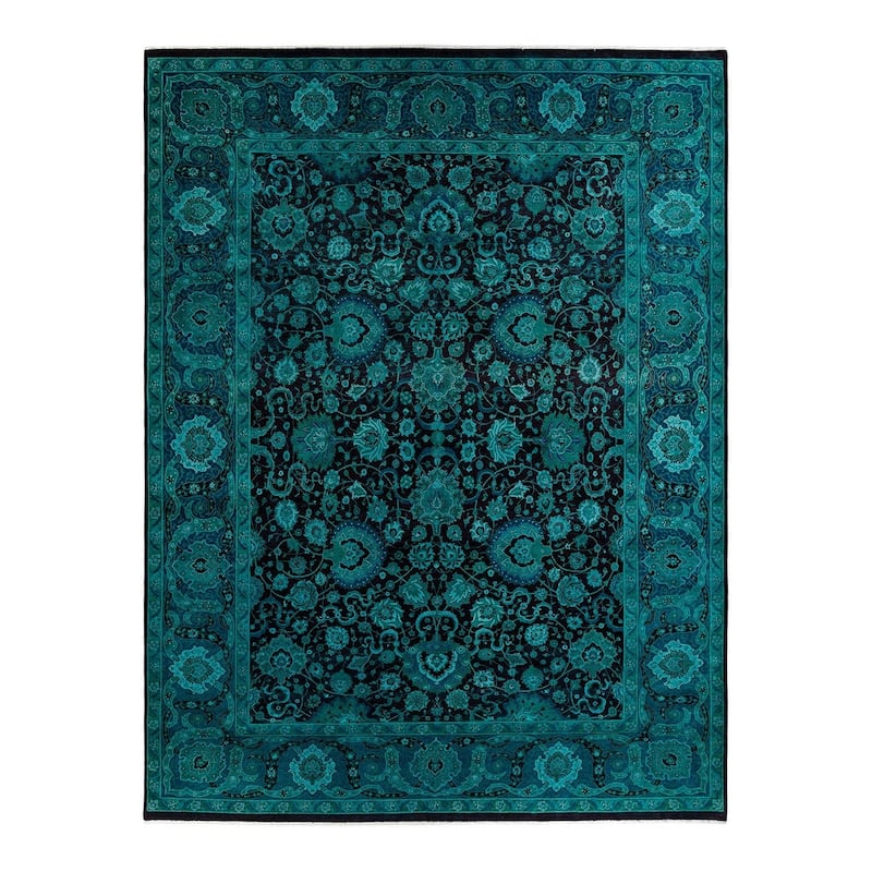 Fine Vibrance, One-of-a-Kind Hand-Knotted Area Rug - Green, 9' 3" x 12' 2" - 9' 3" x 12' 2"