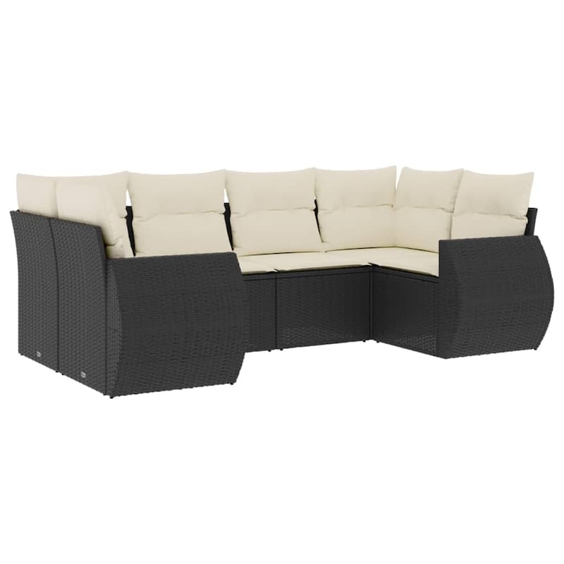 vidaXL Patio Sofa Set with Cushions Outdoor Furniture 6 Piece Poly Rattan - 24.4 x 28.0 x 27.2