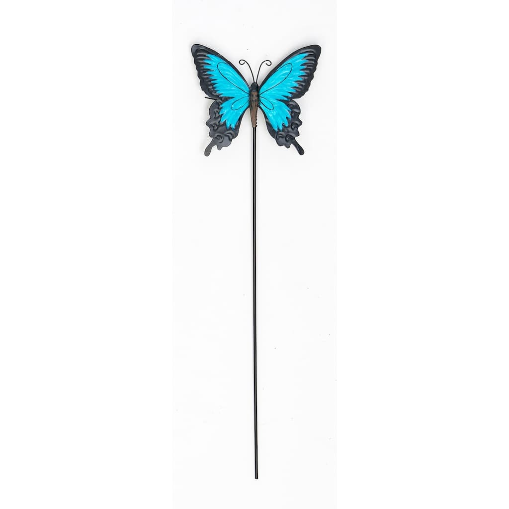 21" Metal Butterfly Garden Stick, Blue