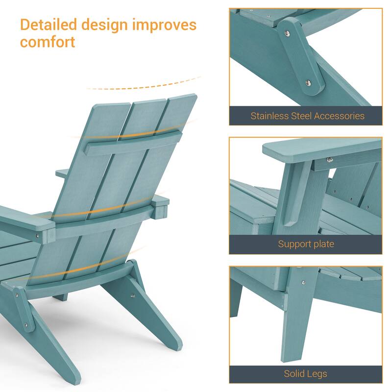 LIVOOSUN Foldable Adirondack Chair,Outdoor Wood-Grain Chair