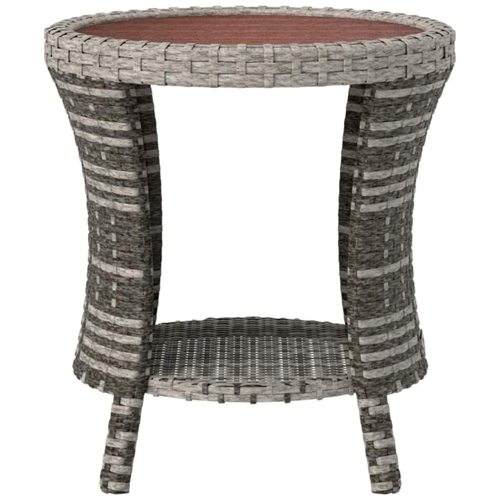 Steel PE Rattan WPC 2-Tier Hourglass Outdoor Side Table - 18.1" Dia. x 19.7" H
