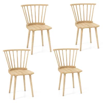 Gymax 4 PCS Dining Chair Windsor High Spindle Back Wood Kitchen Chairs