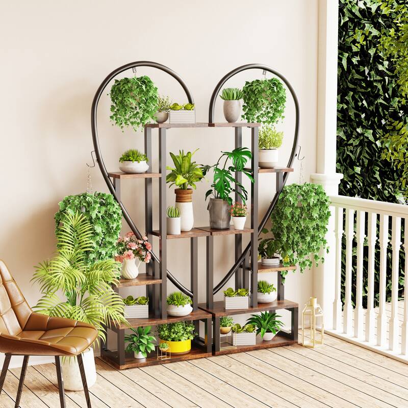 6-tier Patio Flower Rack Plant Stands (Set of 2)