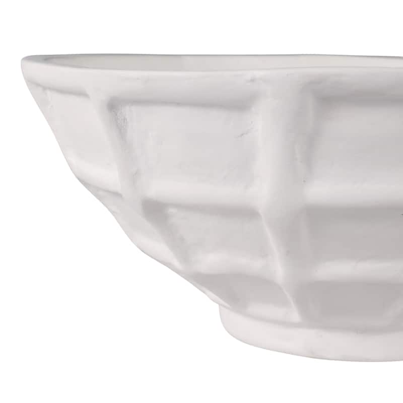 Paper Mache Windowpane Decorative Bowl Textured Design - 6" White - 13.75" x 13.75" x 5.75"