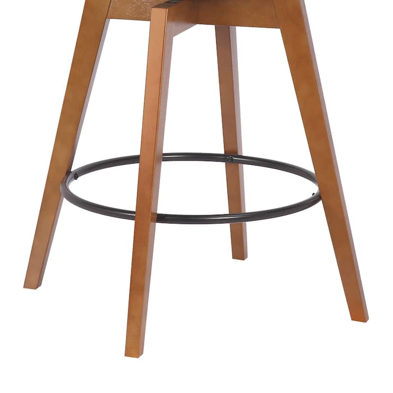 Baylor Mid-Century Swivel Bar Stool, Upholstered Counter Height Chair with Wood Frame