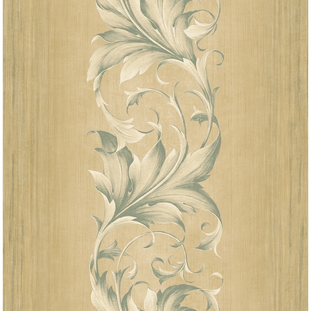 Seabrook Designs Brigid Acanthus Stripe Unpasted Wallpaper