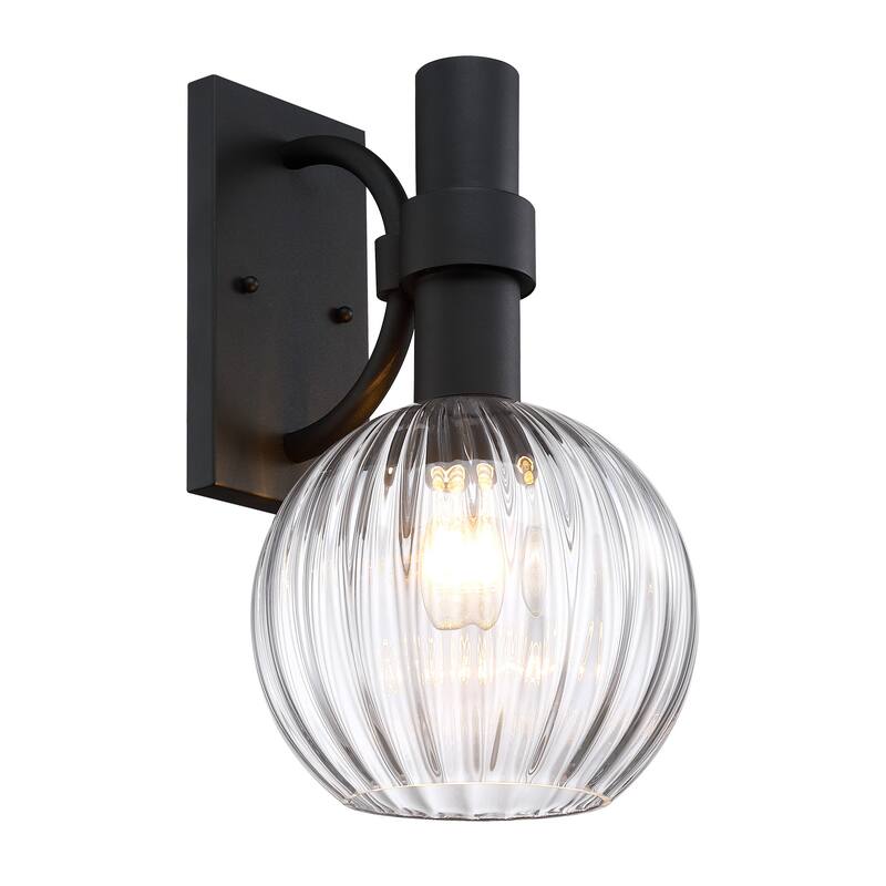 Fernwood 9 in. 1-Light Black Outdoor Wall Sconce Light for Porches - 16