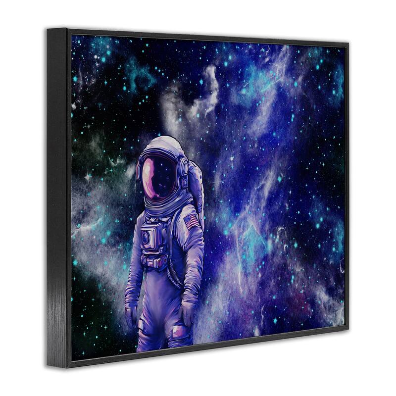 Stupell Astronaut with Blue Nebula Framed Giclee Art Design By Jesse Keith