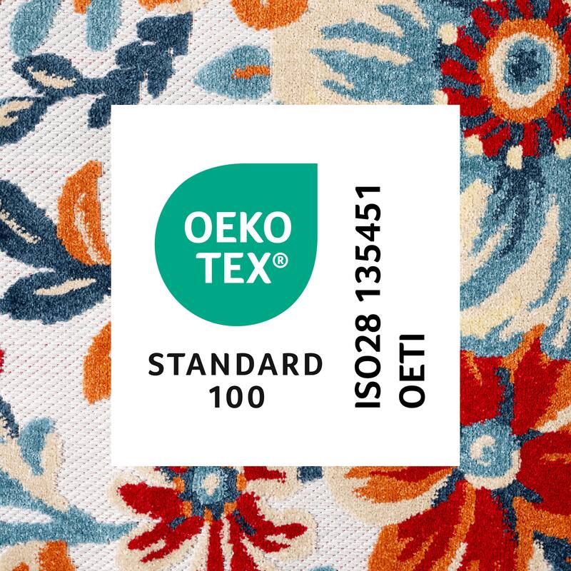 TOWN & COUNTRY EVERYDAY Hibiscus Bloom Modern Floral Indoor Outdoor Area Rug, UV Fade Resistant, High-Low Pile