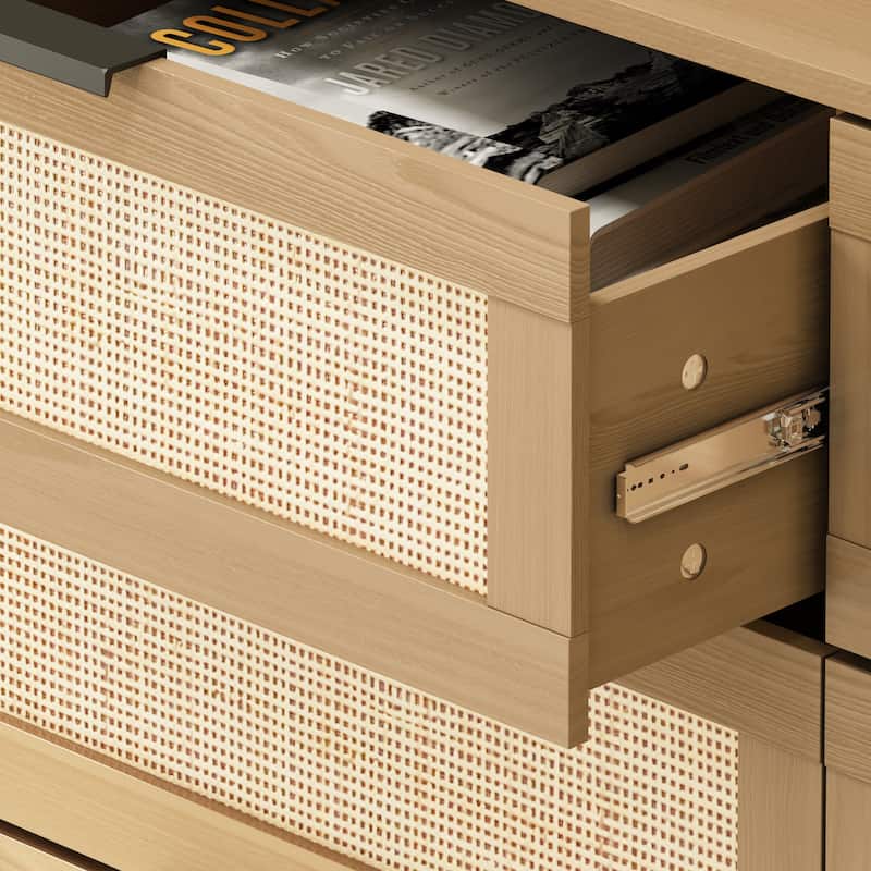 6-drawer Double Dresser with Metal Handle, Storage Cabinet for Bedroom, Living Room