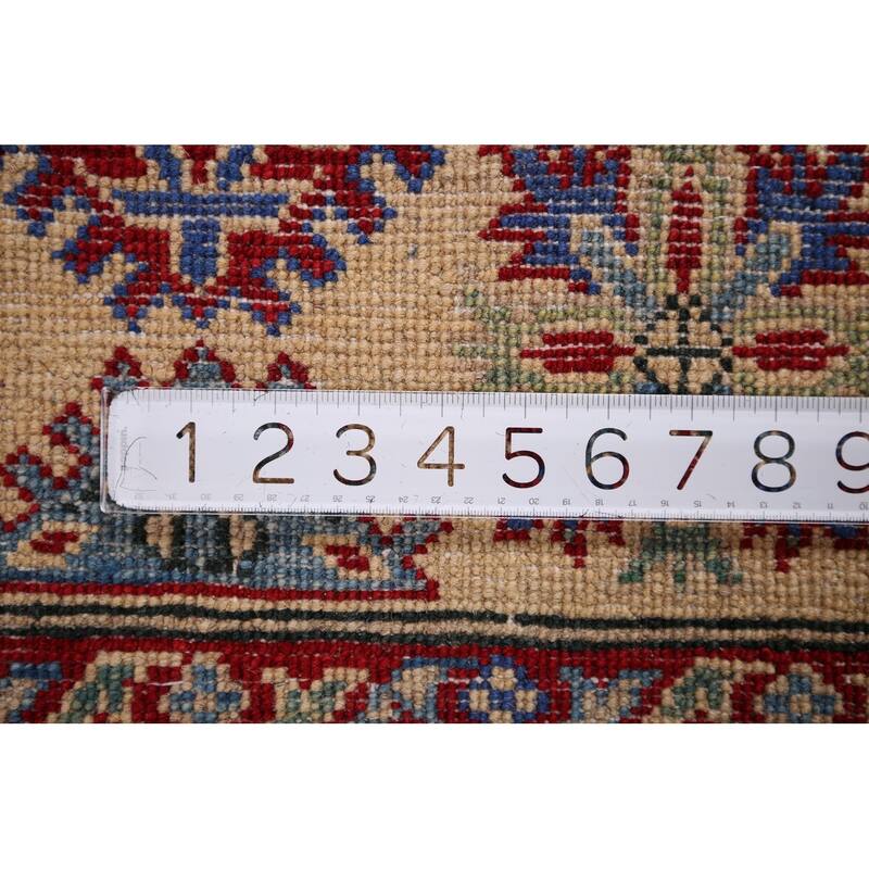 Geometric Red Kazak Rug Handmade Oriental Wool Carpet - 5'1" x 6'9"